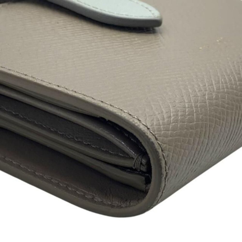 Celine Wallet Fold Wallet Compact Wallet Mini Wallet Logo Leather Gray - Picture 3 of 9